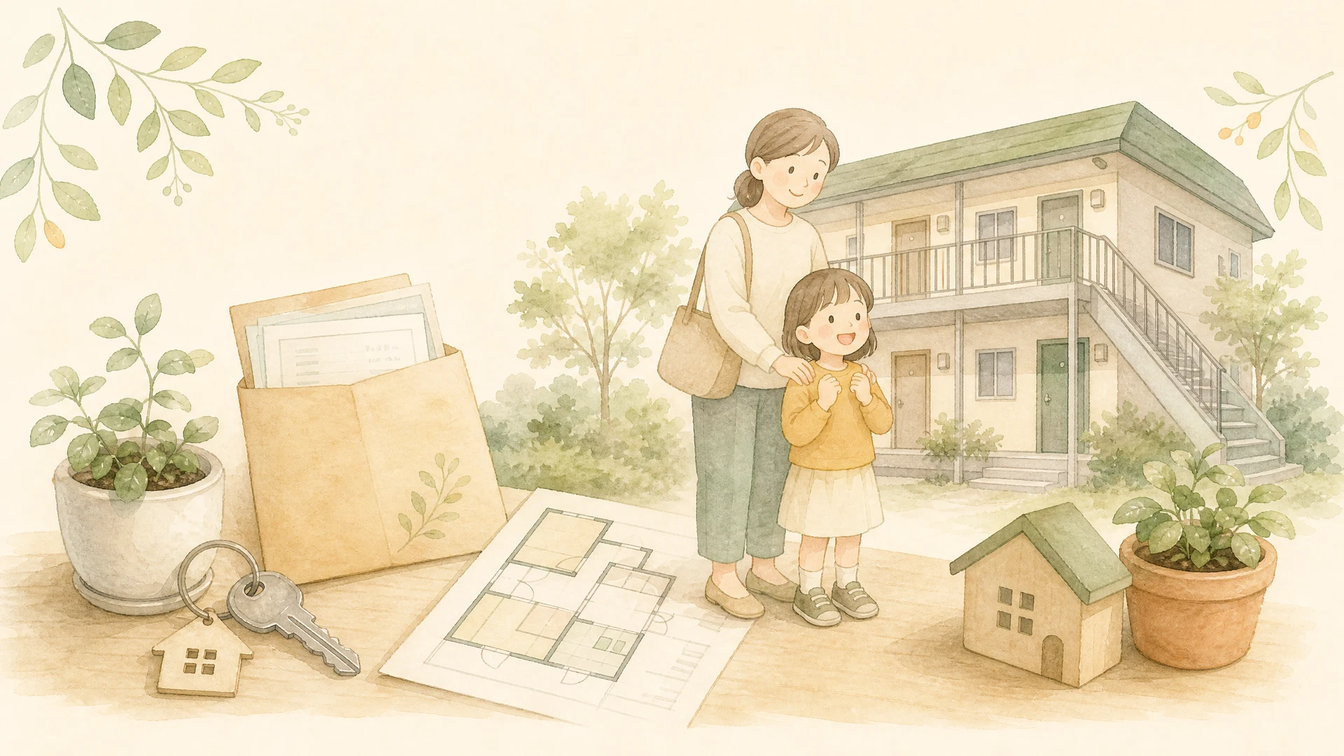 住まいの支援(家賃補助・公営住宅など)のイメージイラスト
