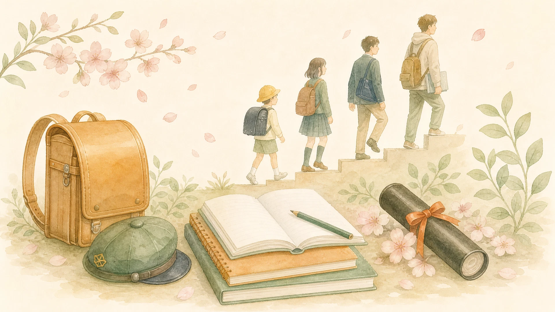 教育費の支援(就学援助・高校無償化・奨学金)のイメージイラスト
