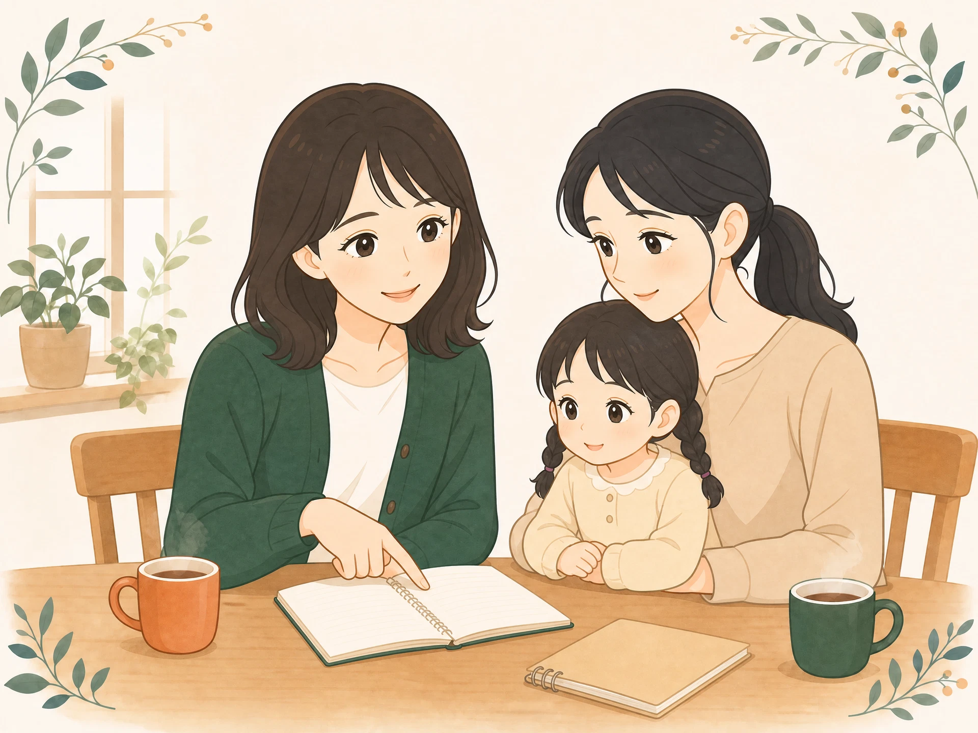 こはるが相談にのっている様子