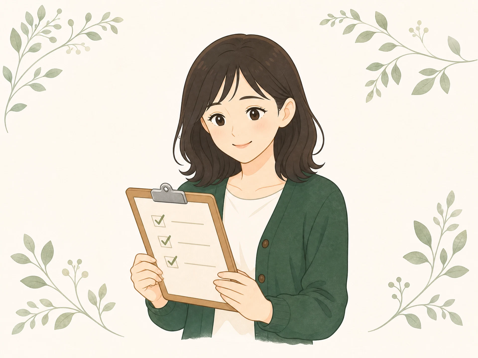 チェックリストを持つこはる
