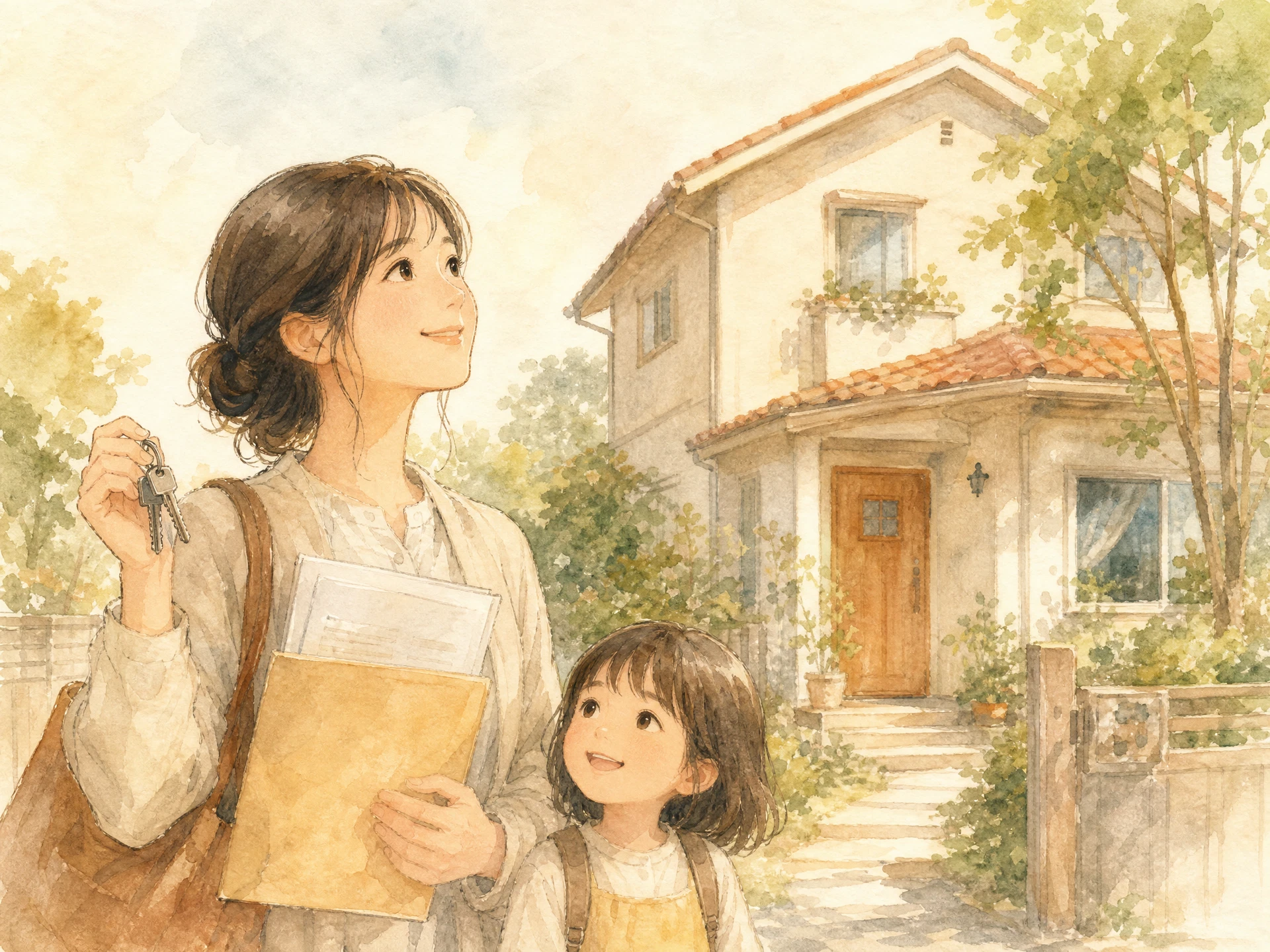 シングルマザーの住宅ローン・マイホームのイメージイラスト