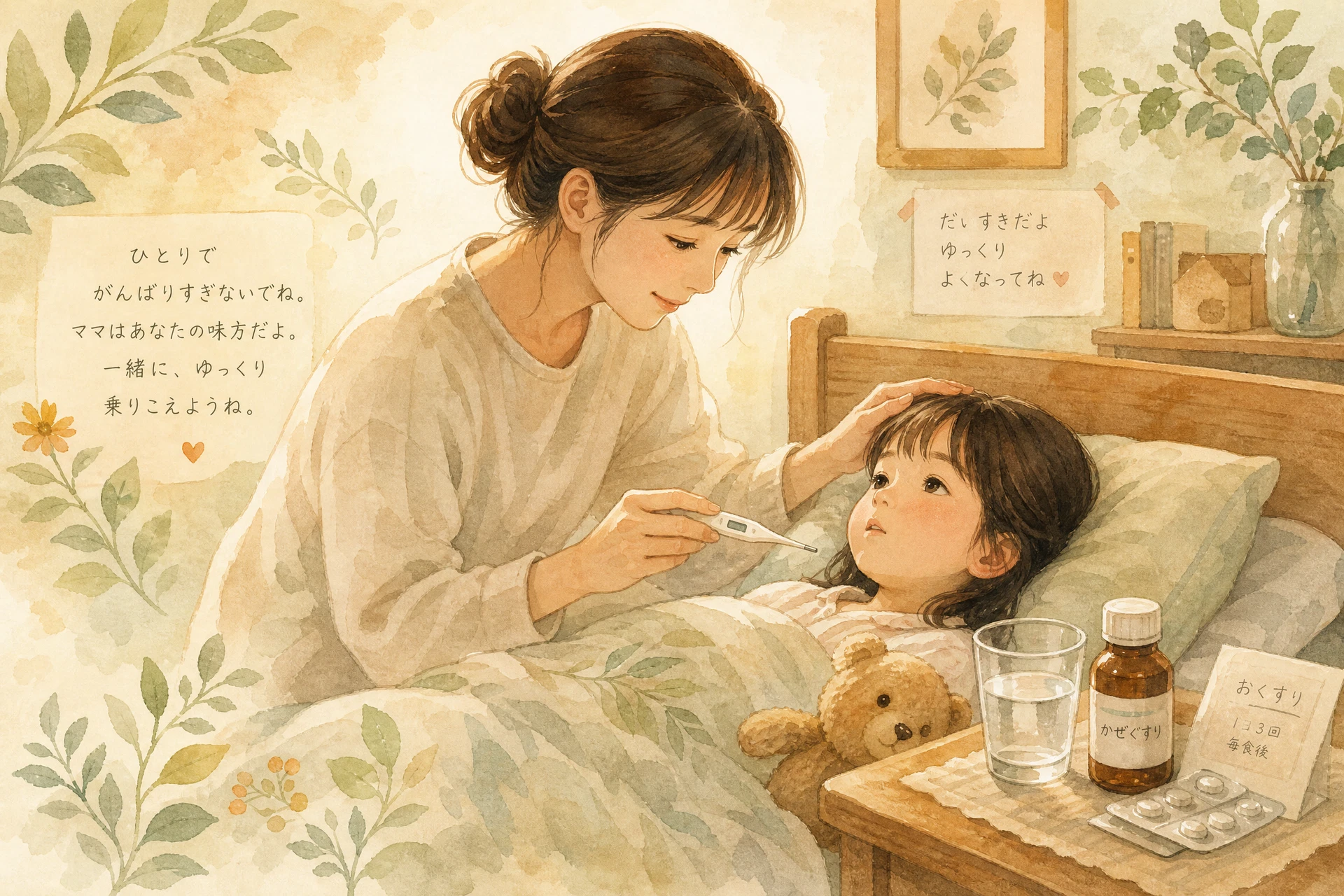 子どもの病気・入院時の対応ガイドのイメージイラスト