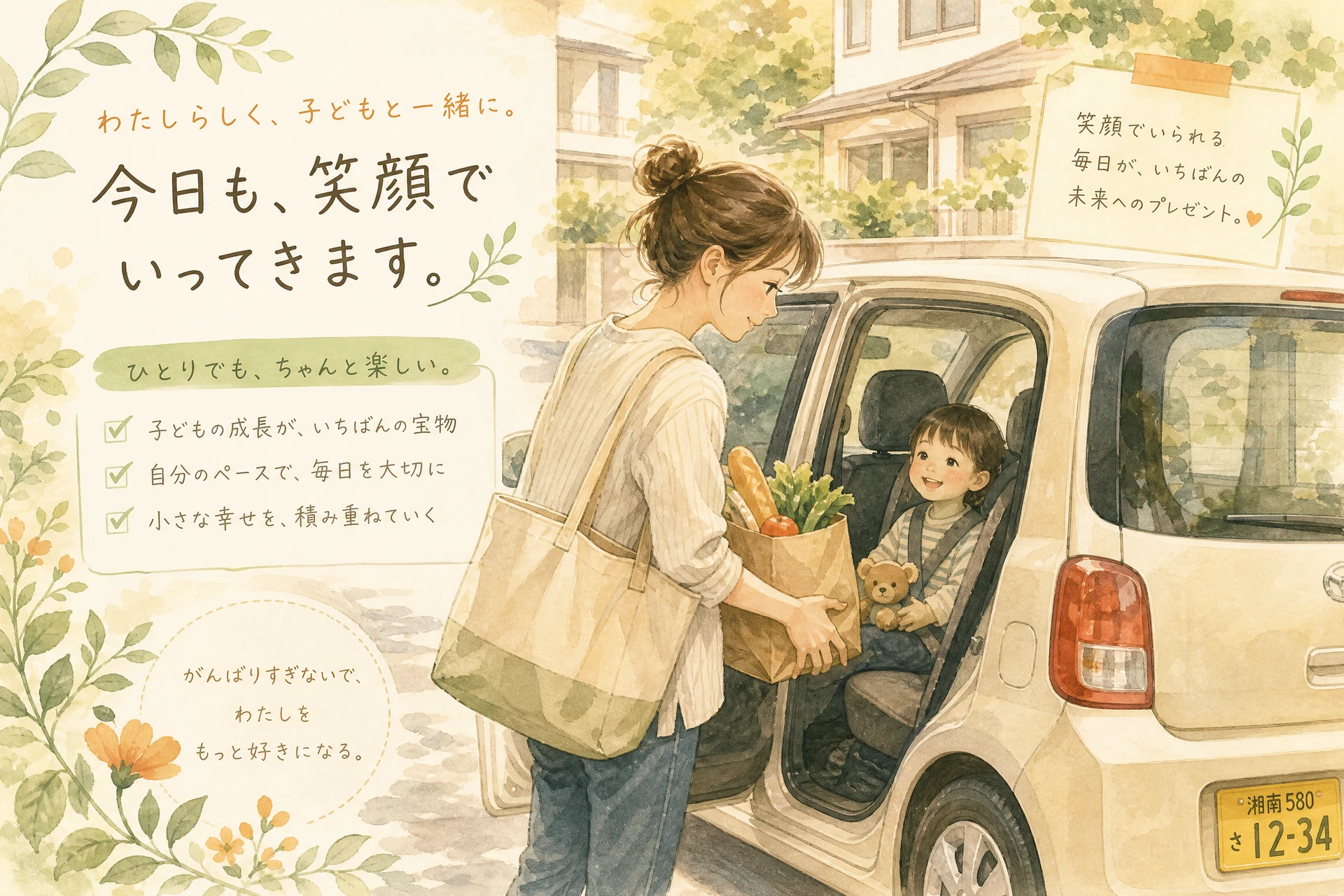シングルマザーの車の維持費・節約術のイメージイラスト