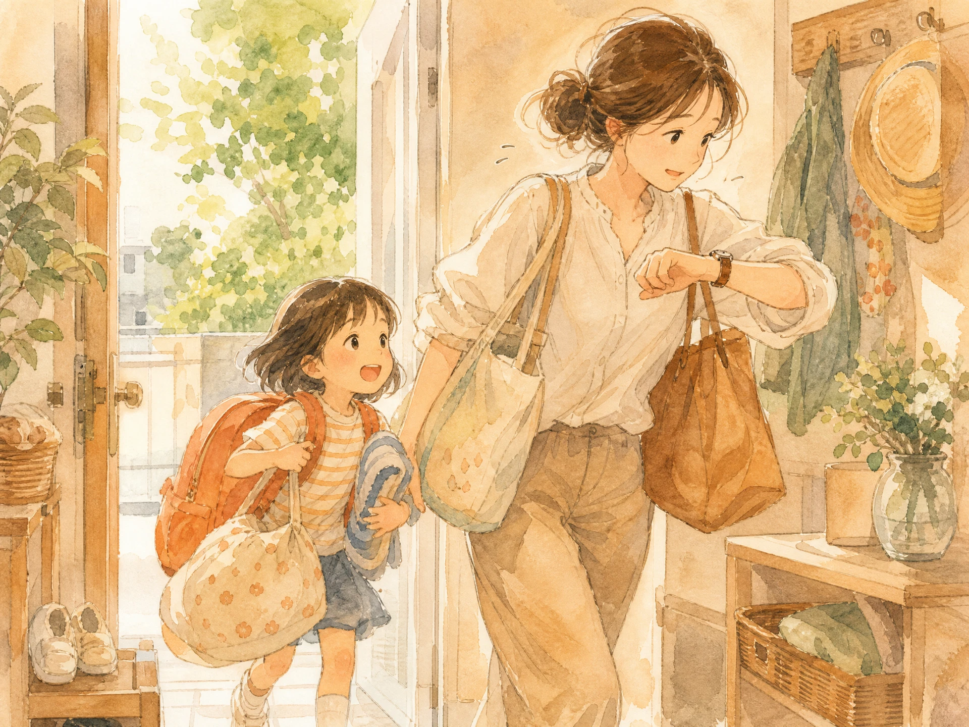 子どもの習い事の送り迎え問題のイメージイラスト